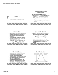 Chapter 17 Conditions for Inference about a Mean Standard Error