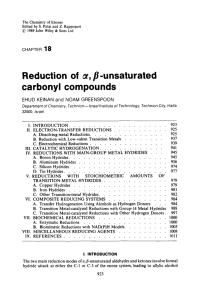 Ch18 - Reduction of a,B-unsaturated carbonyl compounds