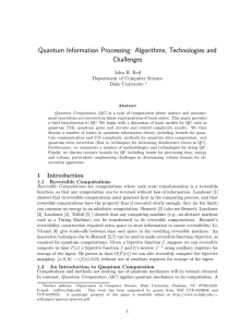 Quantum Information Processing: Algorithms, Technologies and