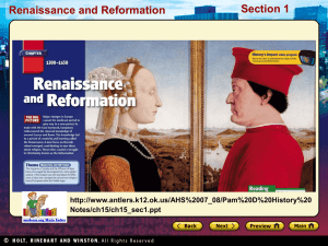 Renaissance and Reformation Section 1