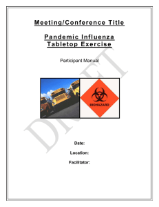 Pandemic Influenza Tabletop Exercise Participant`s Manual
