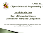 JavaIntro - University of Maryland