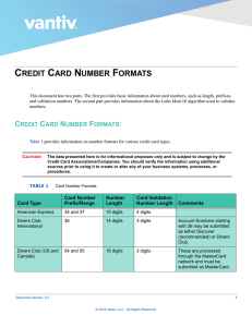 CARD NUMBER FORMATS