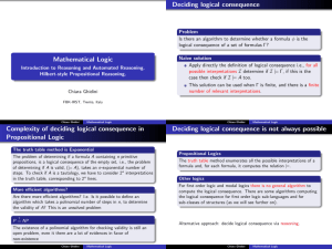 Mathematical Logic Deciding logical consequence Complexity of