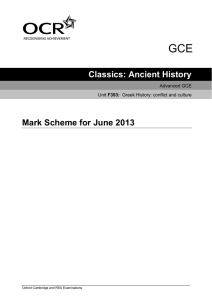 Mark scheme - Unit F393 - Greek history - Conflict and culture