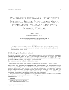 Confidence Intervals: Confidence Interval, Single