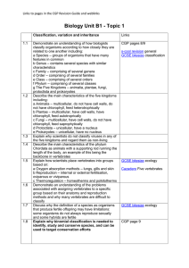 Biology Unit B1 - Topic 1