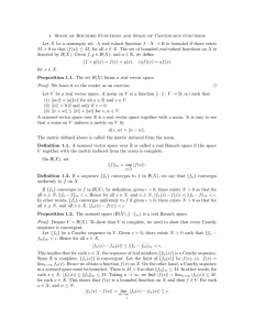 1. Space of Bounded Functions and Space of Continuous functions