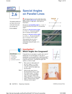 Special Angles on Parallel Lines