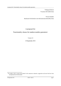 A proposal for Functionality classes for random number generators