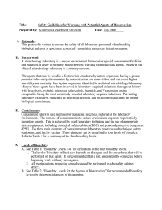 Safety Guidelines for Working with Potential Agents of Bioterrorism