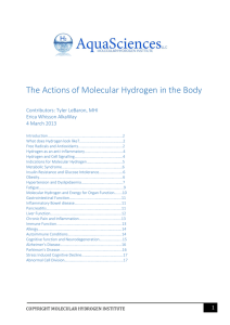 The Actions of Molecular Hydrogen in the Body