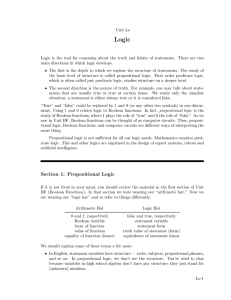 Section 1: Propositional Logic