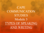 CAPE COMMUNICATION STUDIES Module 3 TYPES OF