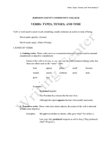 verbs: types, tenses, and time - Johnson County Community College
