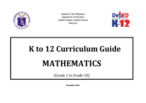 Math Curriculum Guide - Grades 1 to 10