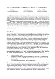 THE DISTRIBUTION AND CATEGORY STATUS OF ADJECTIVES