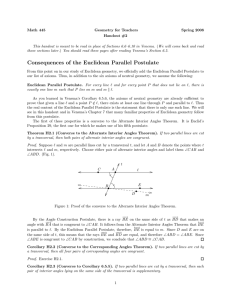 Consequences of the Euclidean Parallel Postulate