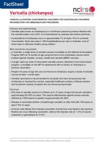 Varicella-zoster (chickenpox) vaccines for Australian children