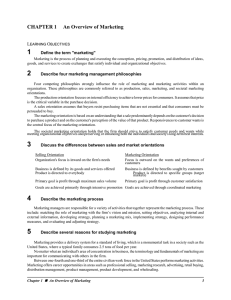 CHAPTER 1 An Overview of Marketing