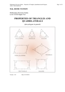 Triangles, quadrilaterals and polygons