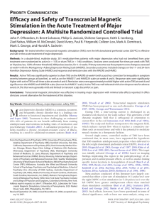 Efficacy and Safety of Transcranial Magnetic Stimulation in the Acute