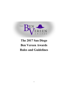 The 2017 San Diego Ben Vereen Awards Rules and Guidelines
