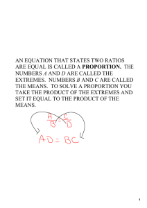 an equation that states two ratios are equal is called a proportion