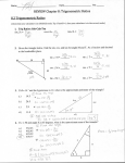 REVIEW Chapter 8: Trigonometric Ratios 8.2