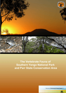 The Vertebrate Fauna of Southern Yengo National Park and Parr