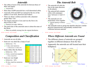 Asteroids The Asteroid Belt Composition and Classification