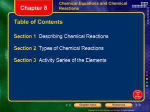 Chapter 8 - Chemical Equations and Reactions