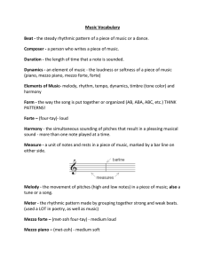 Music Vocabulary and Definitions