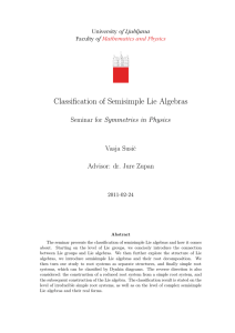 Classification of Semisimple Lie Algebras