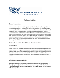 Reform Judaism - The Humane Society of the United States