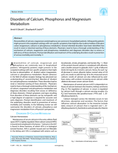 disorders of Calcium, Phosphorus and magnesium metabolism