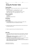 Name Class Date QuickLab Using the Periodic Table Teacher Notes