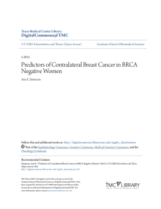 Predictors of Contralateral Breast Cancer in BRCA Negative Women