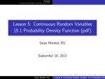 Continuous Random Variables §5.1 Probability Density Function