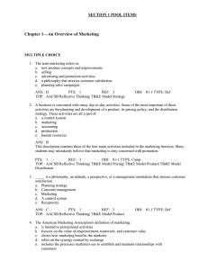 Chapter 1—An Overview of Marketing