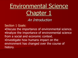 Environmental Science Chapter 1 An Introduction