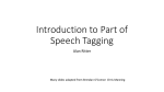 Introduction to Part of Speech Tagging