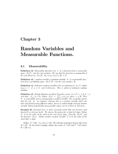 Random Variables and Measurable Functions.