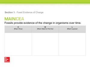 Fossils provide evidence of the change in organisms over time.