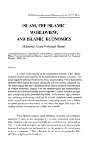 islam, the islamic worldview, and islamic economics