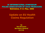 Nutrition and Health Claims Reg. Authorisation procedure