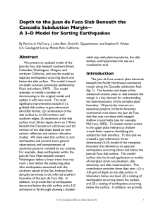 Depth to the Juan de Fuca Slab Beneath the Cascadia Subduction