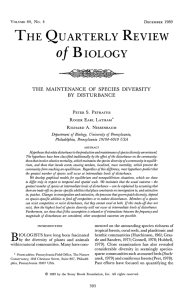 the maintenance of species diversity by disturbance