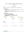 Unit 2A - Algebraic Expressions