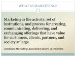 Marketing is the activity, set of institutions, and process for creating